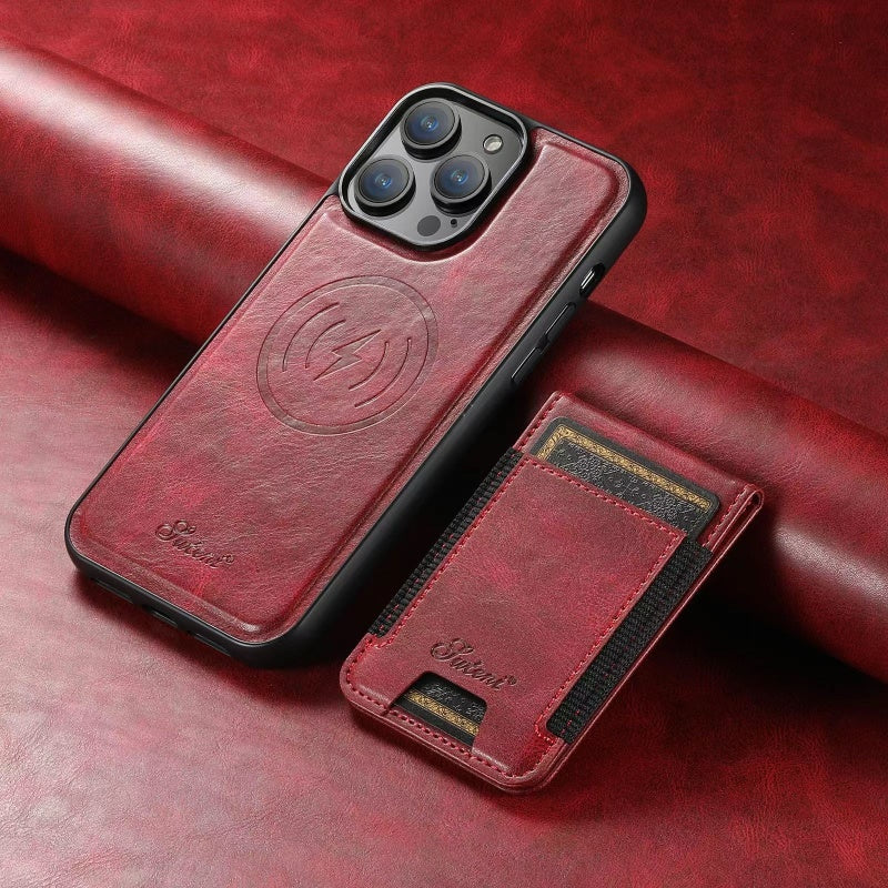 LuxCase Leder Handyhülle mit Kartenfach und Stand – Geeignet für iPhone | Karnz