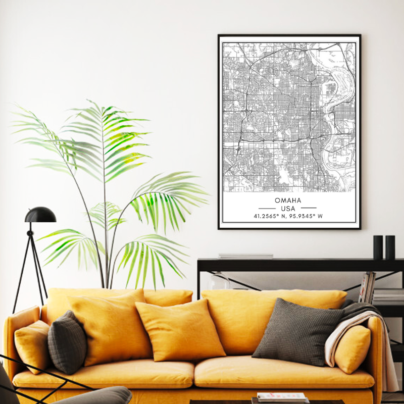 Stadtplan von Omaha – Leinwandbild