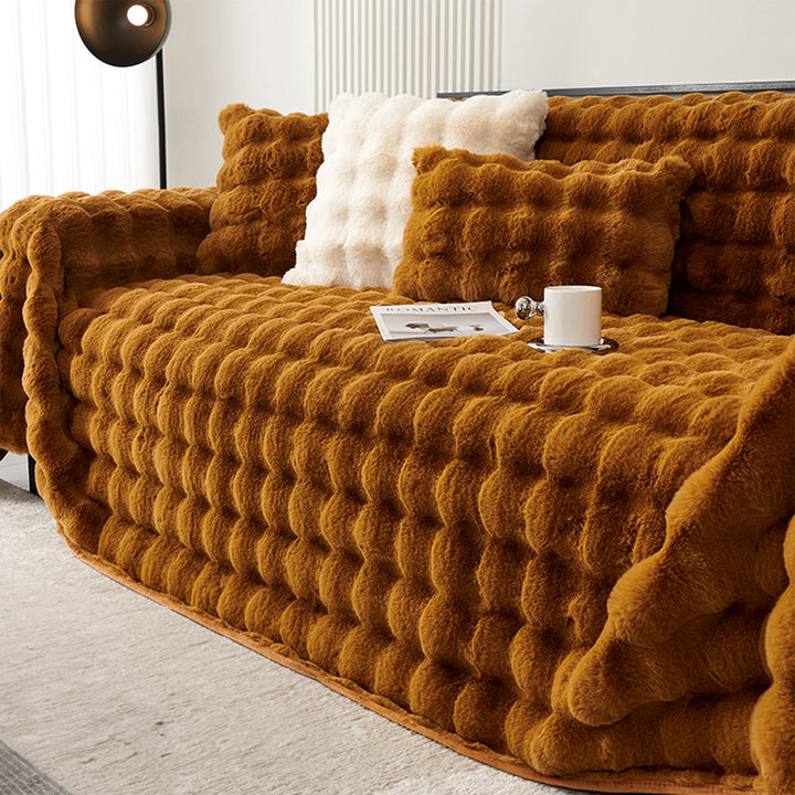 Luxe Ripple Faux Fur Sofa Cover - Modern, Stylisch & Langlebig Sofa Schutz | Karnz