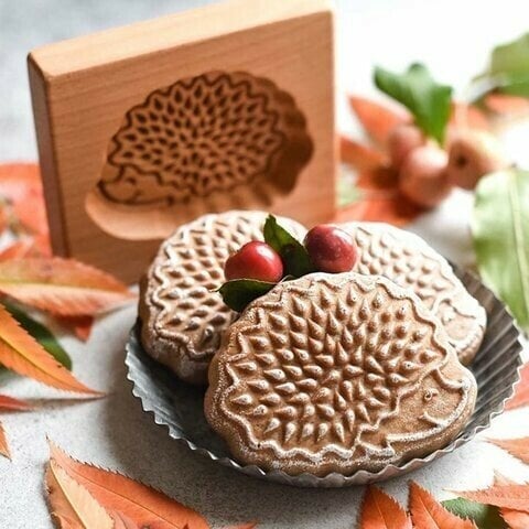 Keksausstecher-Set aus Holz | Gravierte Gebäckstempel | Lebkuchen- und Kekspresse