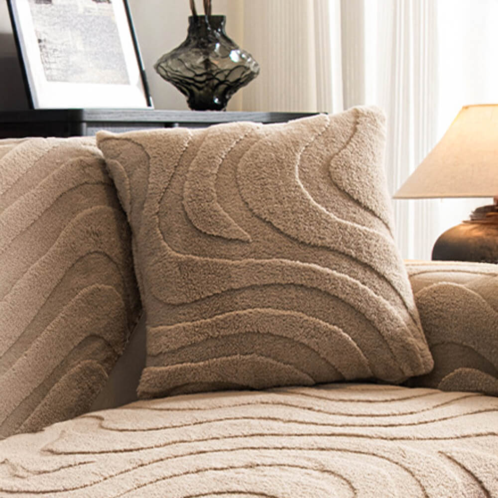 Warme Plüsch Kurvige Jacquard Rutschfeste Sofa-Schutzhülle | Karnz