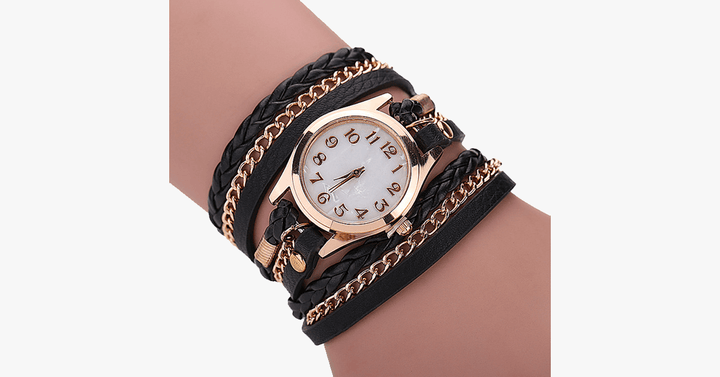 Quarzuhr mit goldenem Zifferblatt und auffälligem Armband – entworfen, um Ihren lässigen Look zu unterstreichen