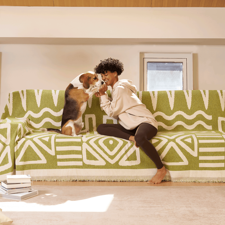 Geometrischer Boho-Stil Sofaüberzug - Modern, Stilvoll & Strapazierfähig Sofa Schutz | Karnz