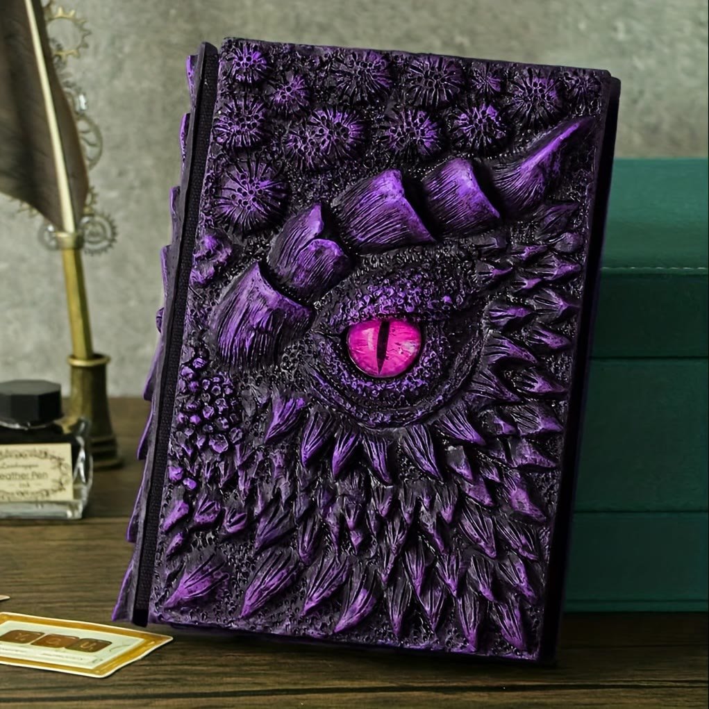 Karnz | Drachenauge 3D Prägung Journal - Handgefertigtes Harz Graviertes Notizbuch