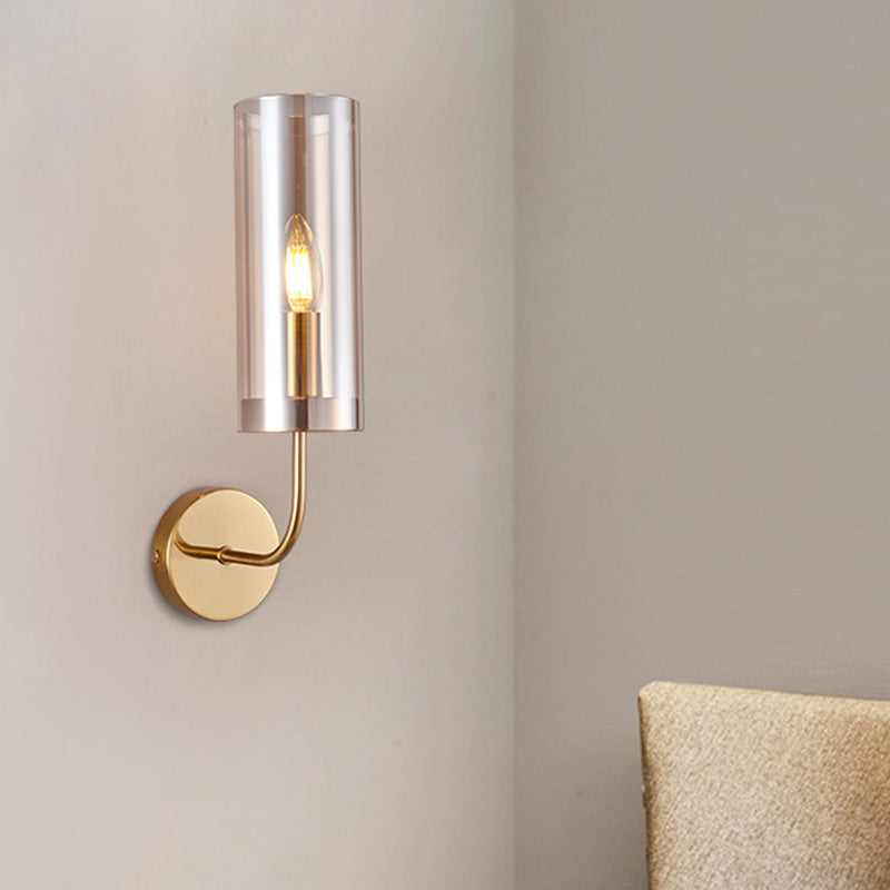 Zeitgenössische Röhren Wandleuchte Cognac/Hellblau Glas 1 Kopf Wohnzimmer Wandmontierte Lampe