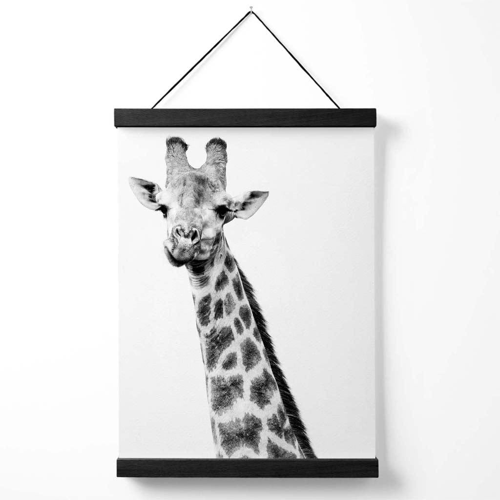 Freches Giraffen-Tierposter (Schwarz-Weiß) mit Aufhänger