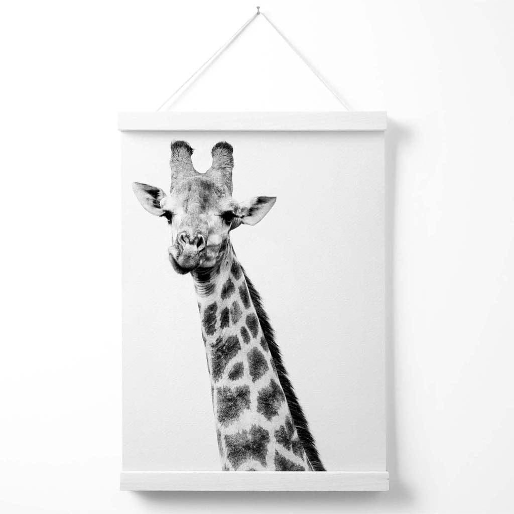 Freches Giraffen-Tierposter (Schwarz-Weiß) mit Aufhänger