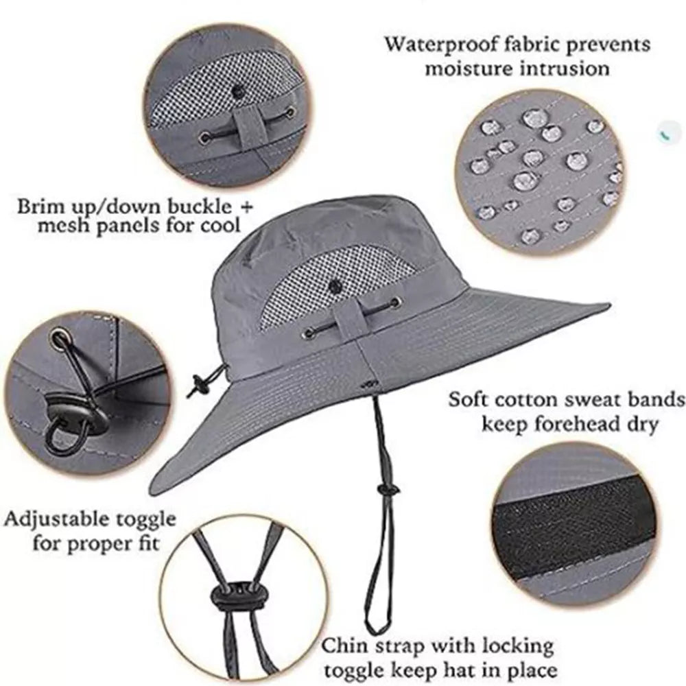 Breiter Schirm Solarventilator Outdoor Bucket Hat Solar- & USB-Ladegerät | Karnz