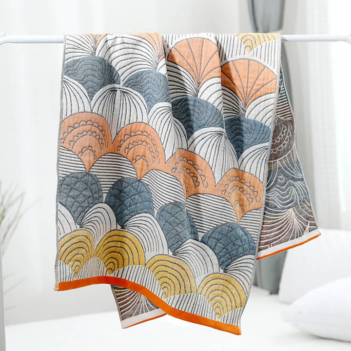 Shell Print Jacquard Baumwollhandtuch 70x140cm | Karnz