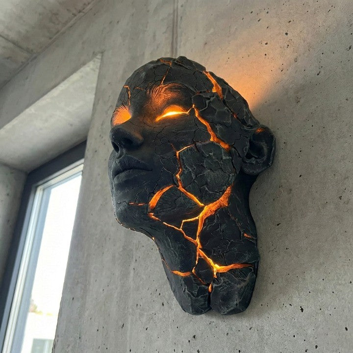 Vulkanische Gesichts Lava Riss Wandkunst Lampe | Karnz
