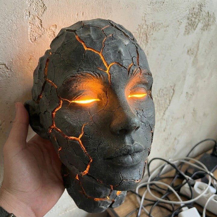Vulkanische Gesichts-Lava-Riss-Wandkunstlampe