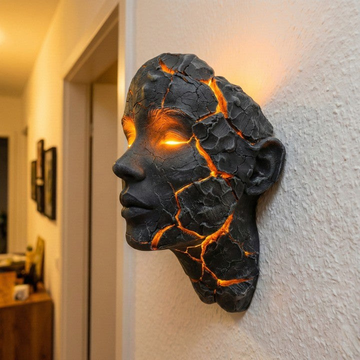 Vulkanische Gesichts-Lava-Riss-Wandkunstlampe