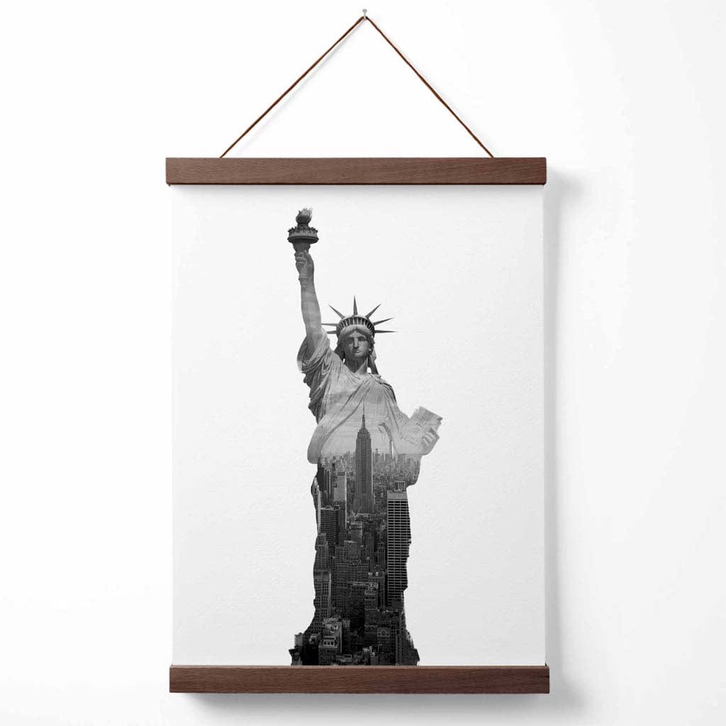 Abstraktes Freiheitsstatue-Poster in New York, Schwarz-Weiß-Foto mit Aufhänger