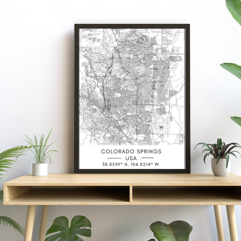 Colorado Springs Stadtkarte - Leinwand Wandkunst Gemälde