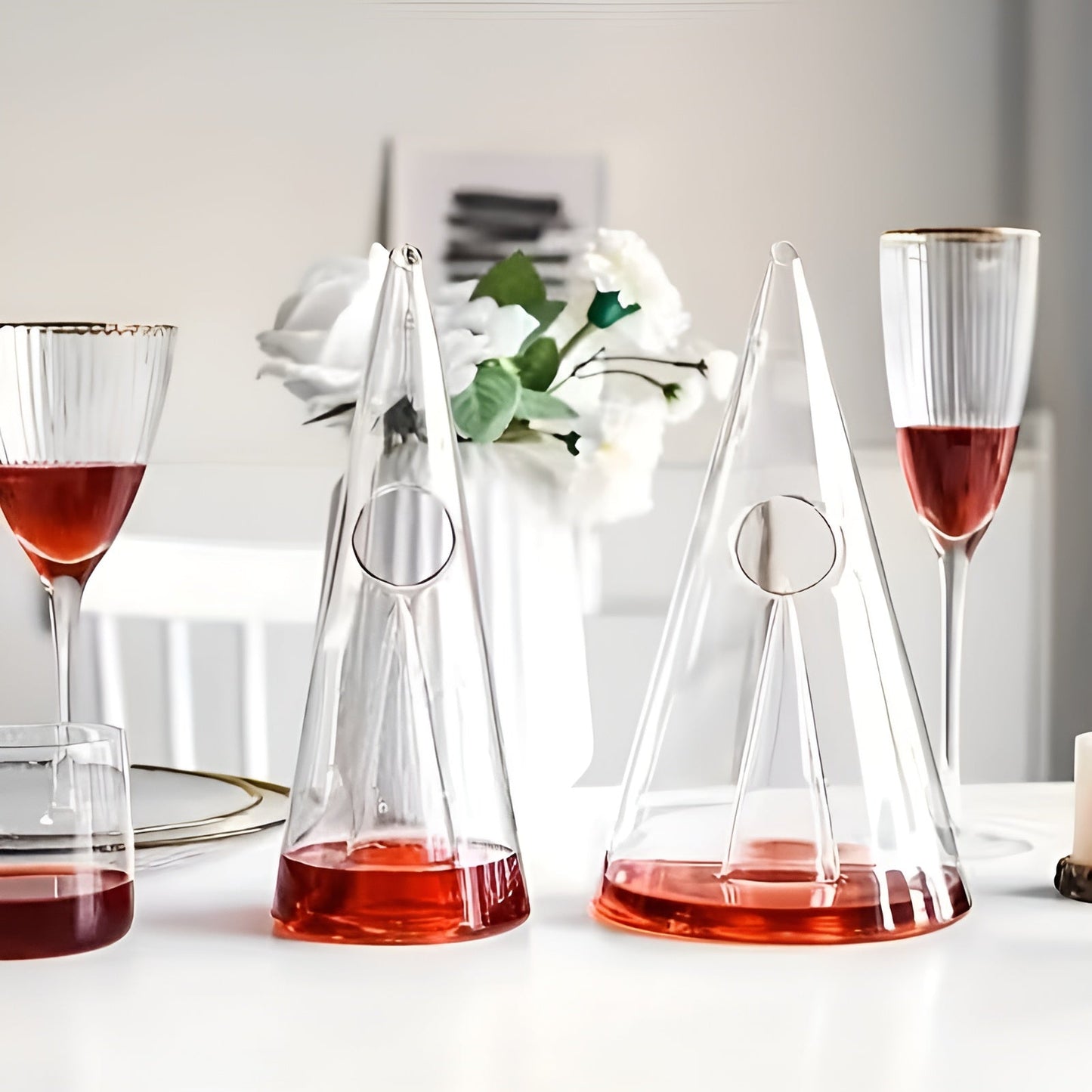 Weinkaraffe aus Glas – Stilvoll und elegant | Perfekt zum Belüften von Rotwein beim Abendessen und Partys