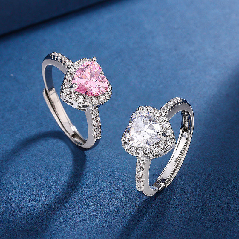 Diamant-Liebes-Pfirsichherz-Ring