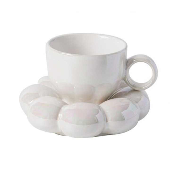 Pastell Bubble Becher mit Untertasse – Elegante Keramiktasse für einzigartiges Essen