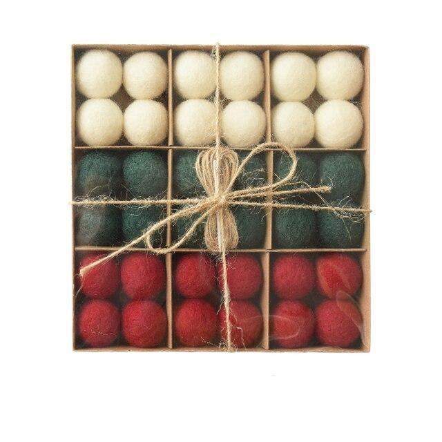 36pcs Woll Weihnachtsbaumkugeln Karnz