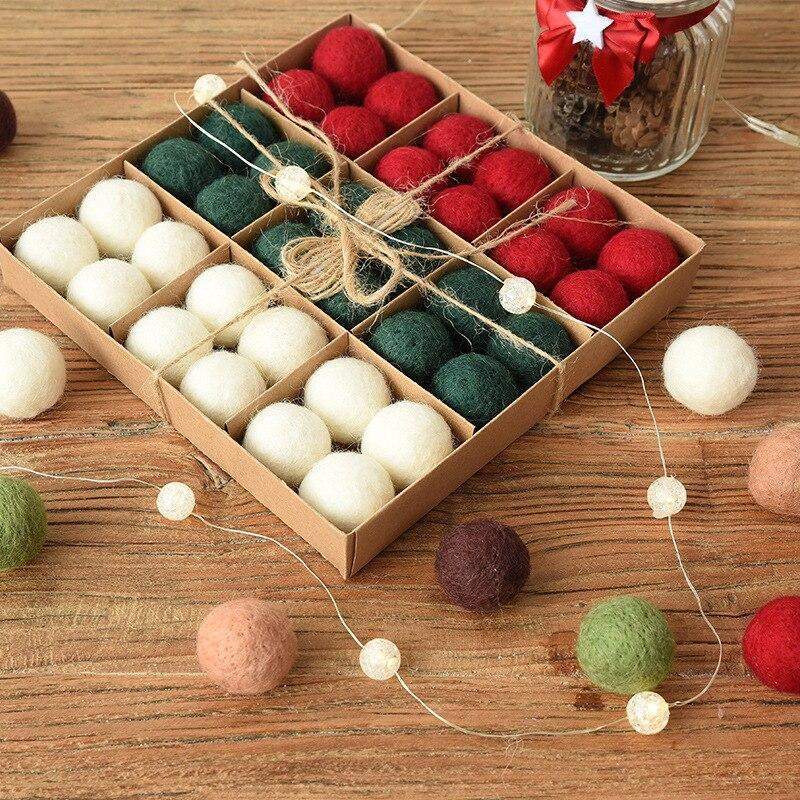 36pcs Woll Weihnachtsbaumkugeln Karnz