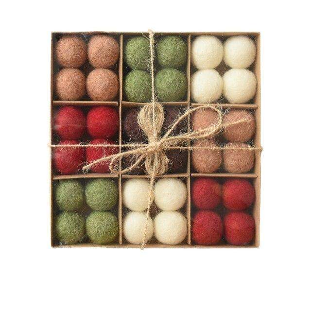 36pcs Woll Weihnachtsbaumkugeln Karnz