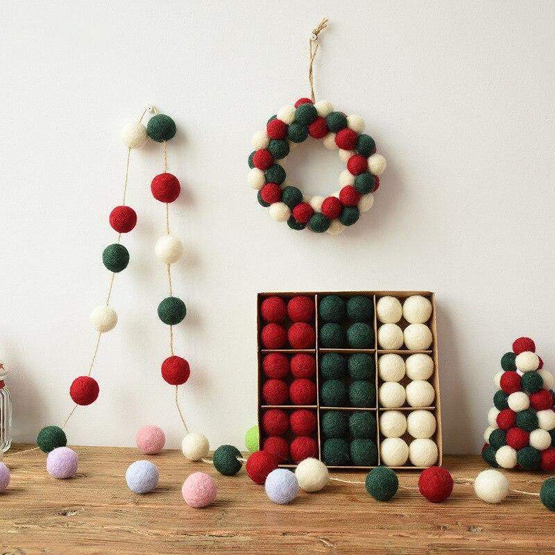 36pcs Woll Weihnachtsbaumkugeln Karnz