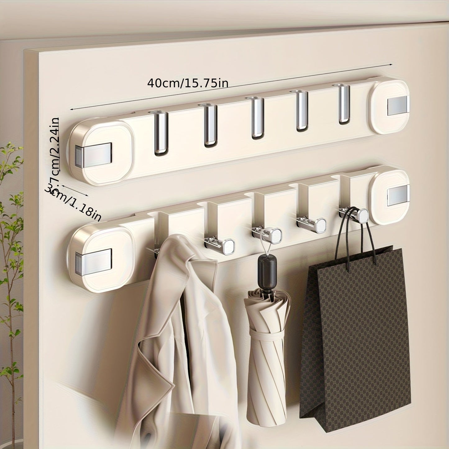 Wandhakenpanel ohne Bohren – OrganizePlus versteckter 5-Haken-Regal | Karnz