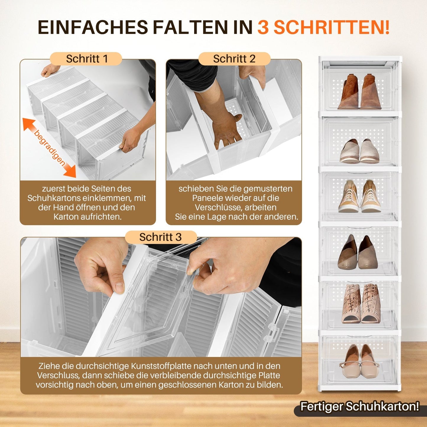 6 Ebenen Schuhboxen Aufbewahrungsbox Stapelbar | Karnz
