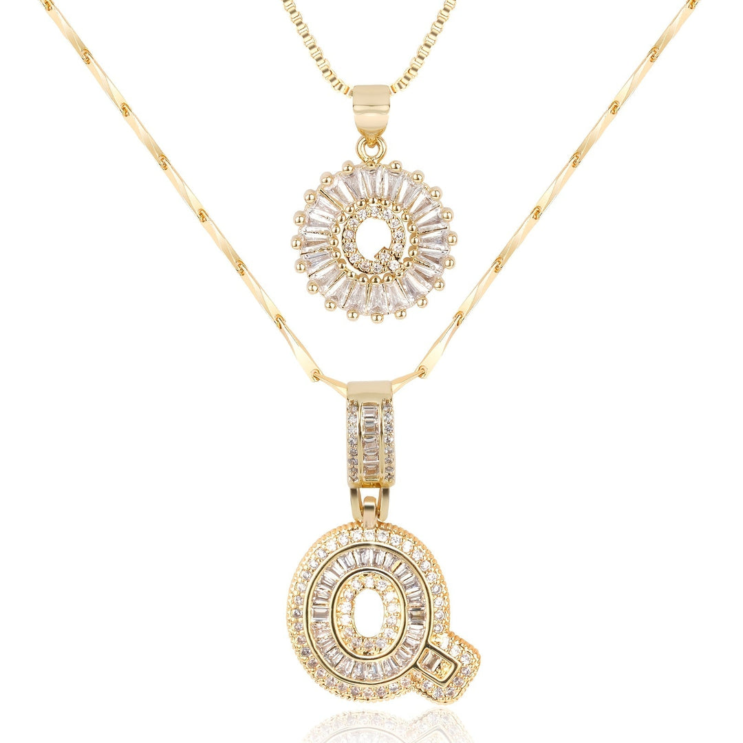 Karnz | 2pc 14k Diamant Buchstaben Initialen Halsketten