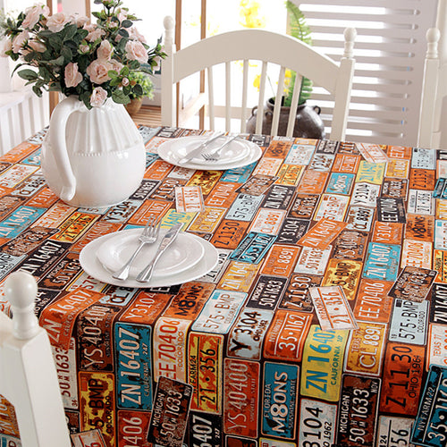 Vintage Kennzeichen Tischdecke