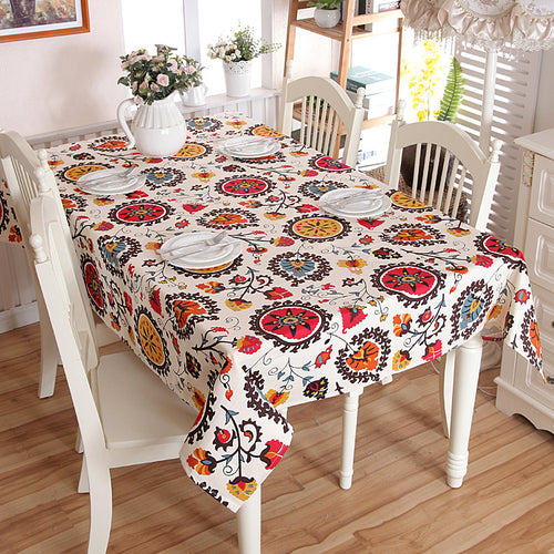 Lebhaftes florales Mustertischdecke