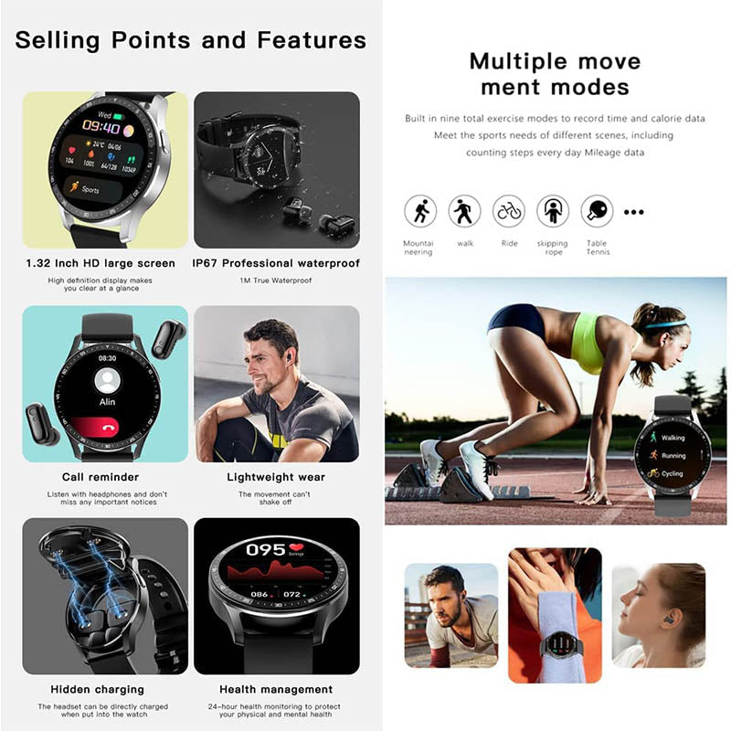 2-in-1 Smartwatch mit Bluetooth-Kopfhörern | Karnz