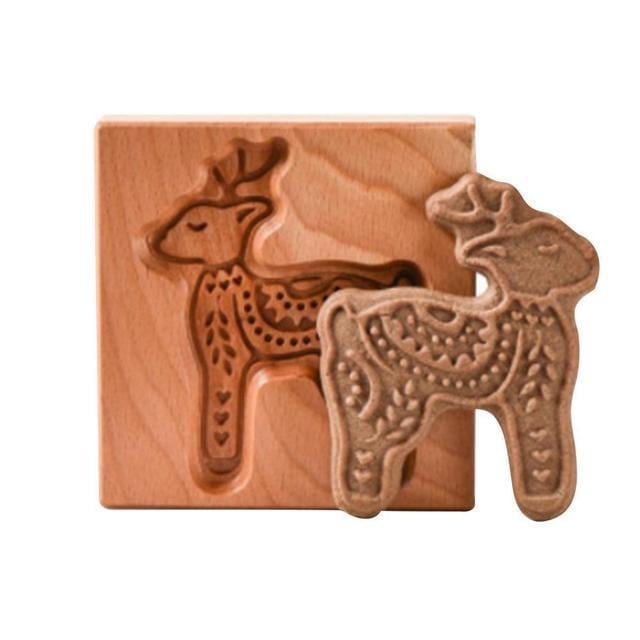 Keksausstecher-Set aus Holz | Gravierte Gebäckstempel | Lebkuchen- und Kekspresse