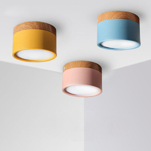 Ming-montiertes Downlight Macaron LED-Downlight 12W Holzmaserung dreifarbige variable Licht Veranda Flur Schlafzimmer