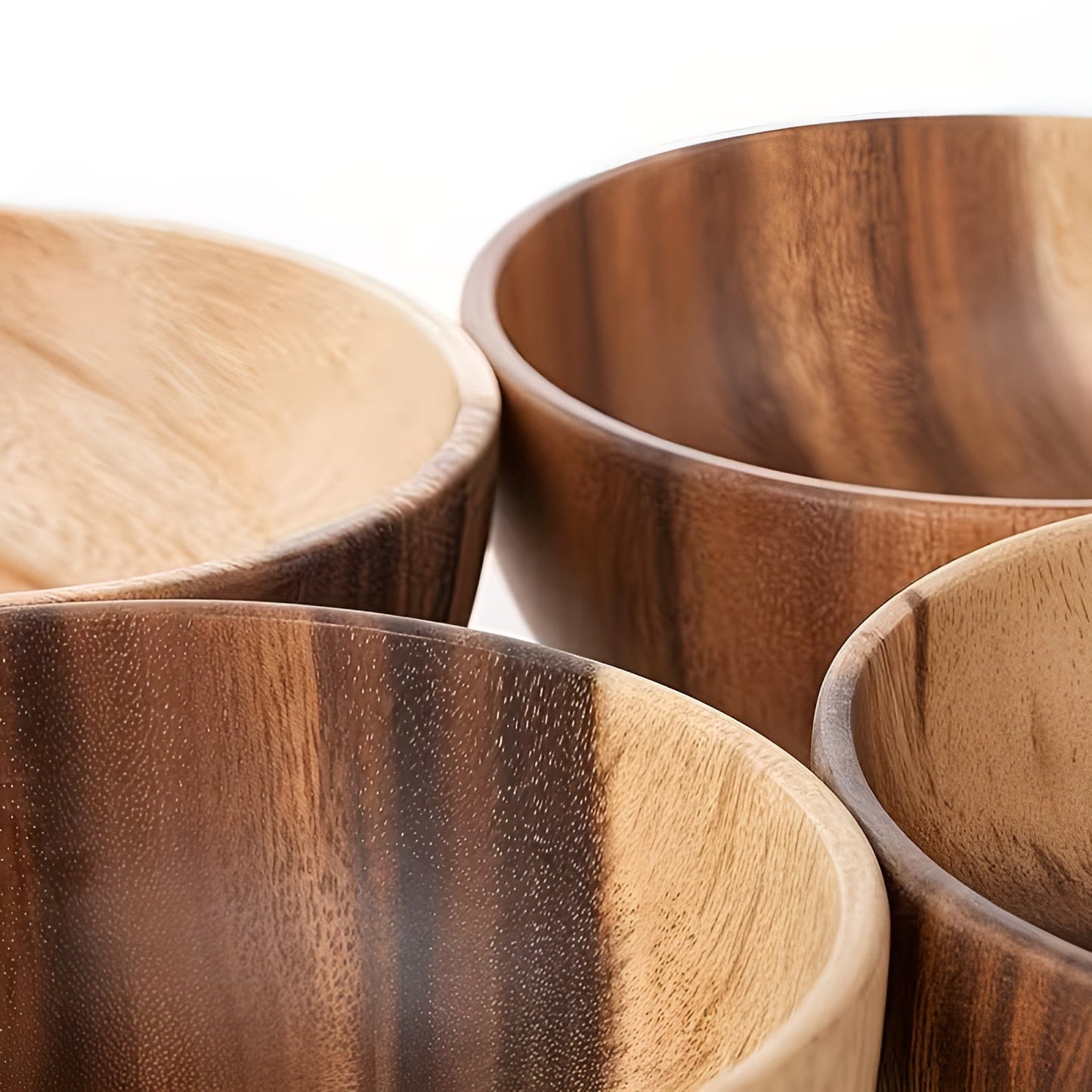 Holzservierschalen-Set (4-teilig) – Wiederverwendbar und handgefertigt | Perfekt für Salat, Suppe, Reis & Ramen | Karnz