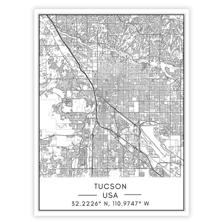 Stadtplan von Tucson – Leinwandbild