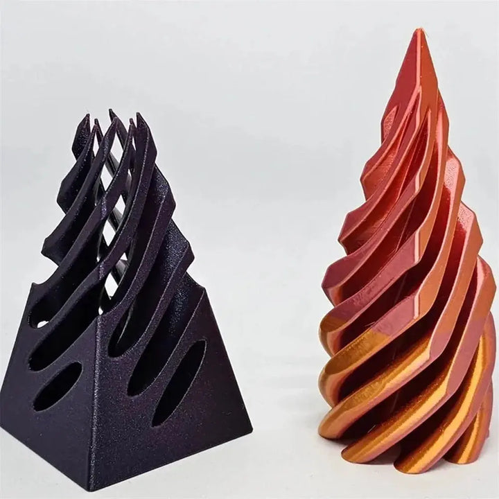 3D-gedrucktes spiralförmiges Kegel-Pyramiden-Spielzeug – Einzigartige visuelle Magie Schreibtischskulptur
