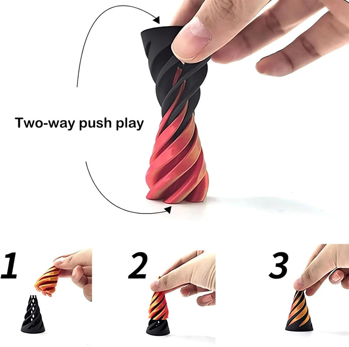 3D-gedrucktes spiralförmiges Kegel-Pyramiden-Spielzeug – Einzigartige visuelle Magie Schreibtischskulptur