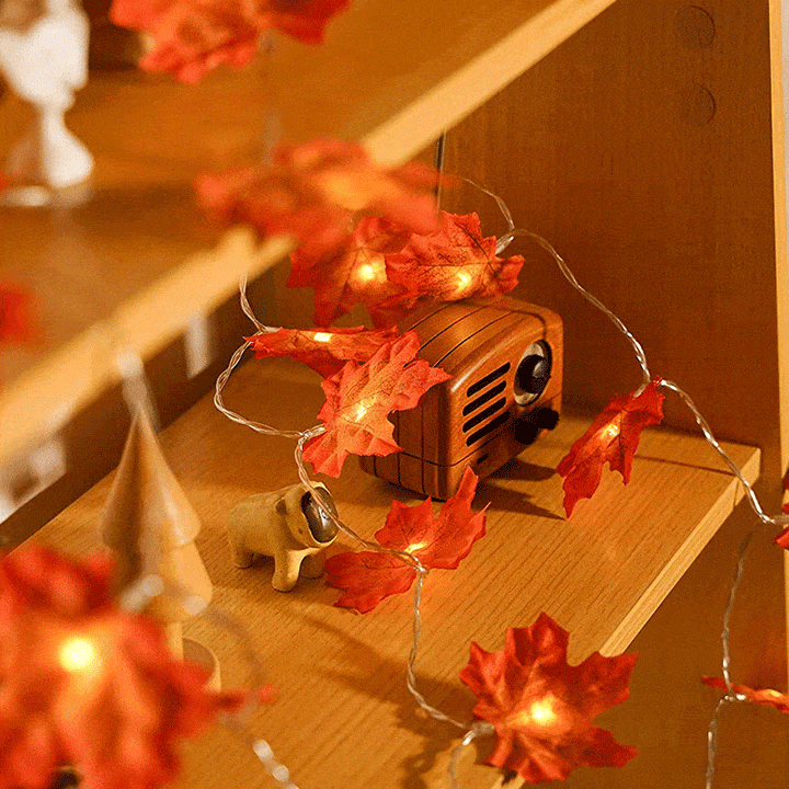 Thanksgiving-Dekor Herbst Ahornblatt Lichterkette | Karnz