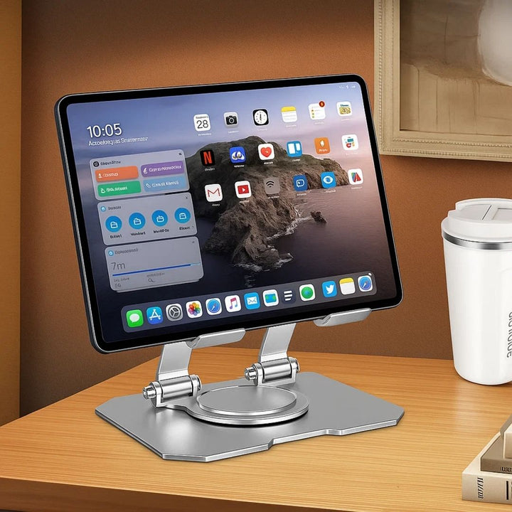 DeskEase | Verstellbarer Tablet-Ständer – Ergonomischer Komfort – Rutschfestes faltbares Design – Ideal für Arbeit, Studium, Reisen und Videoanrufe Karnz