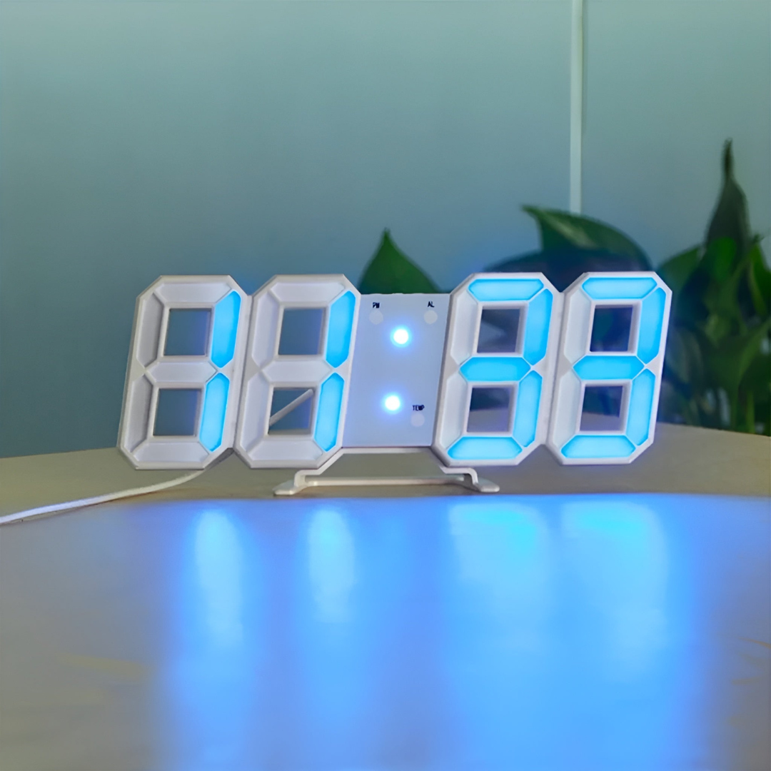 Designer-LED-3D-Wanduhr mit Digitalanzeige und intuitiver Bedienung
