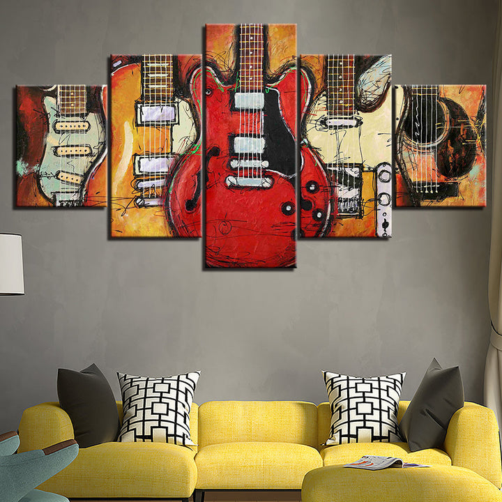 Gitarren Auf Gitarren - Leinwand Wandkunst Malerei