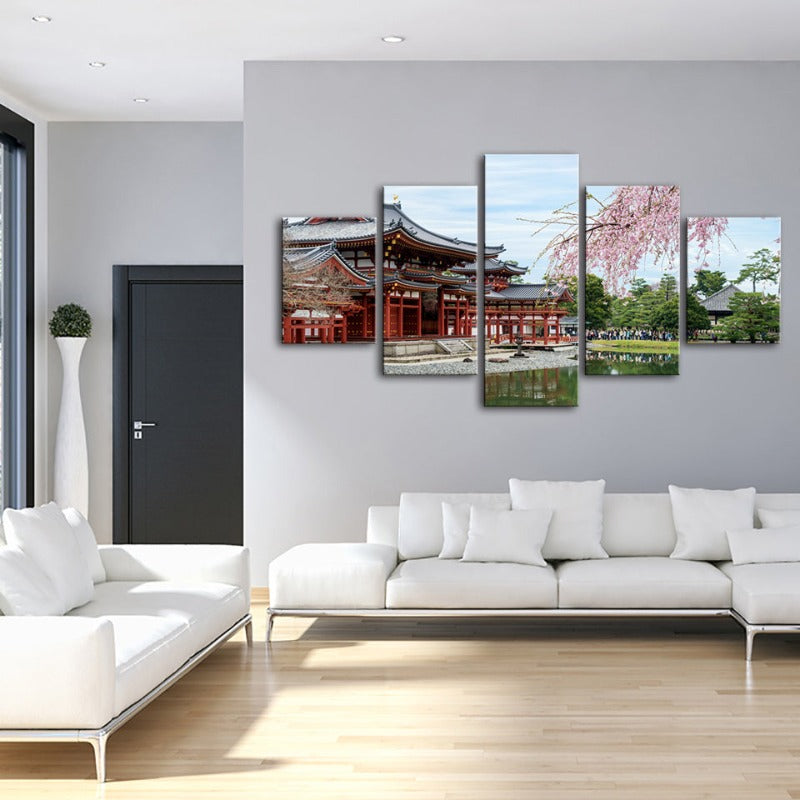 5-teilige Kirschblüte - Leinwand Wandkunst Malerei