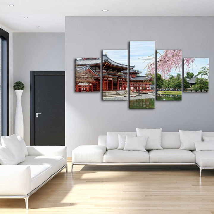 5-teilige Kirschblüte - Leinwand Wandkunst Malerei
