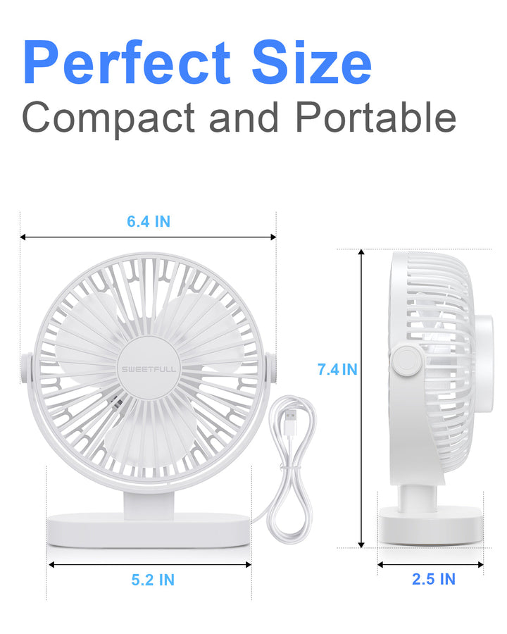 6,5 Zoll USB Kleiner Tischventilator für Zuhause Büro Auto Outdoor Reisen | Karnz