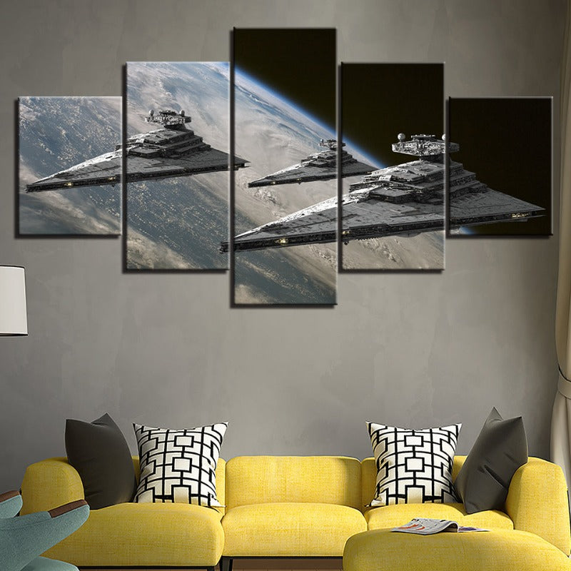5 Stück Fantastische Aussicht aus dem Weltraum - Leinwand Wandkunst Gemälde