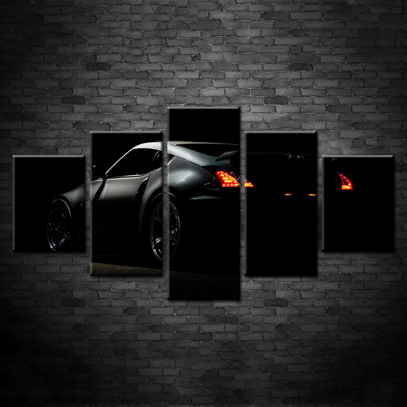 5-teilige Scheinwerfer Nahaufnahme Rote Metallic Auto - Canvas Wandkunst Malerei