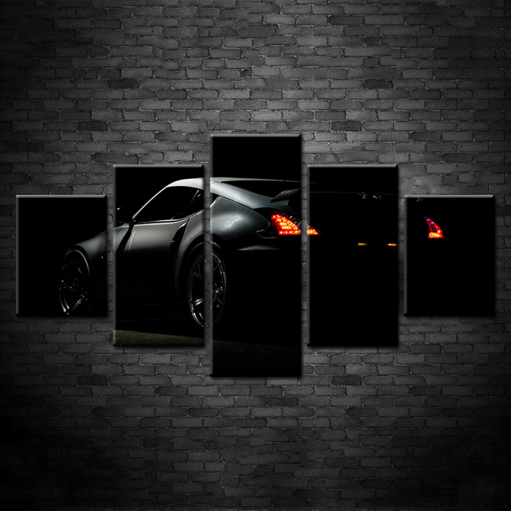 5-teilige Scheinwerfer Nahaufnahme Rote Metallic Auto - Canvas Wandkunst Malerei