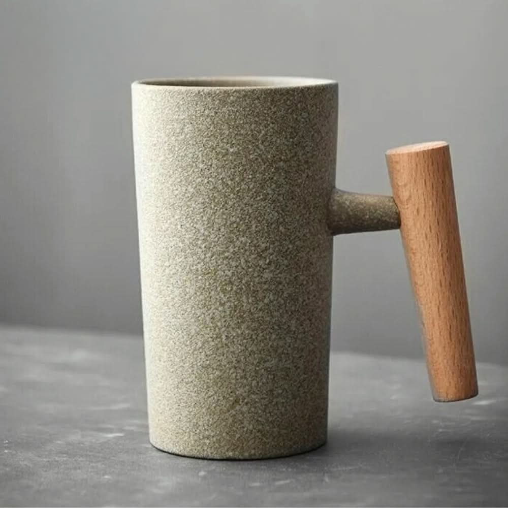 BREWCRAFT-BECHER – Handgefertigter Keramikbecher mit Holzgriff für stilvollen Kaffeegenuss