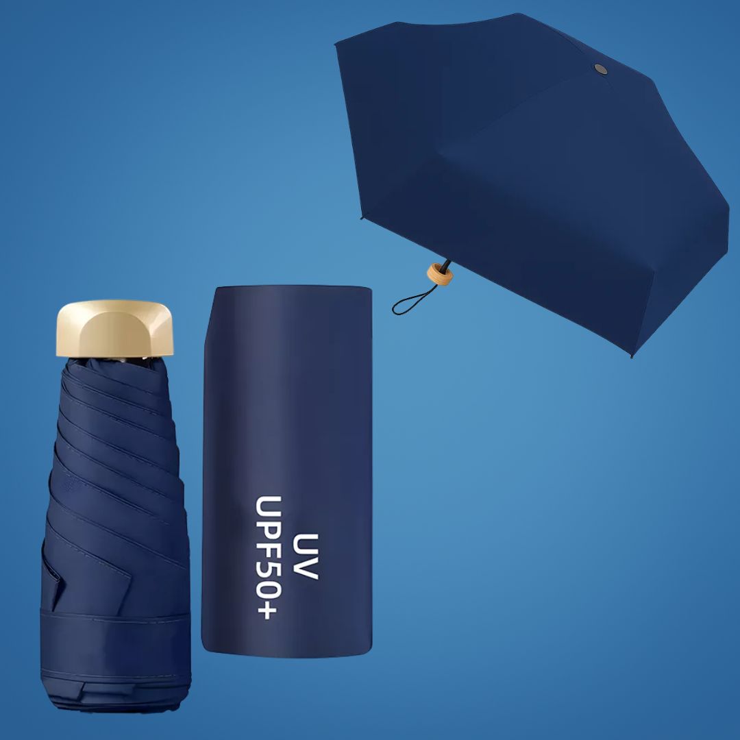 UrbanBrolly | Mini faltbarer Regenschirm UV – Sonnenschutz UPF 50+ – Wasserabweisend – Leicht und taschenfreundlich für die Reise Nutzung Karnz