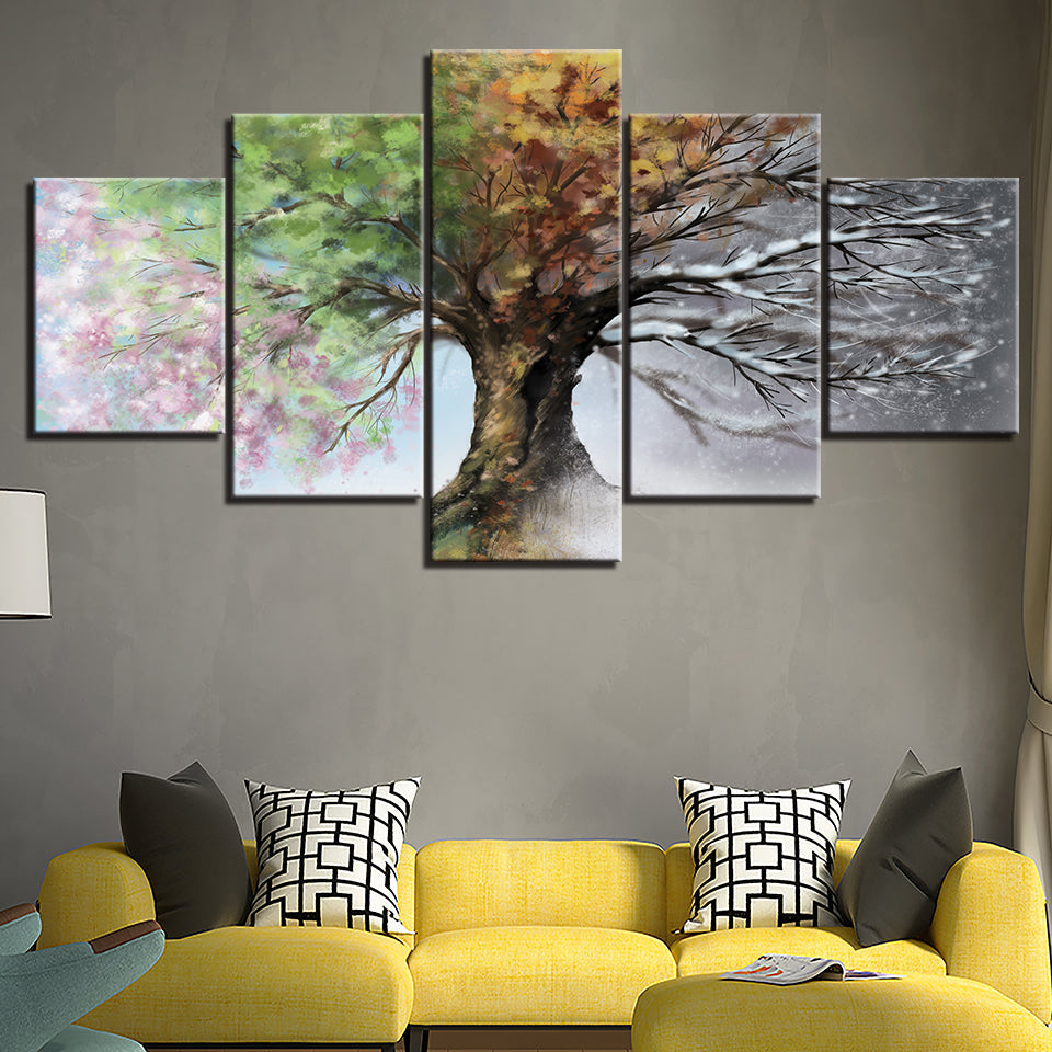 All Season Tree - Leinwand Wandkunst Gemälde